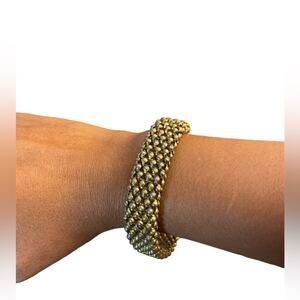 Chenille Stitch gold tone magnetic clasp bracelet Womens/Teen stackable vintage